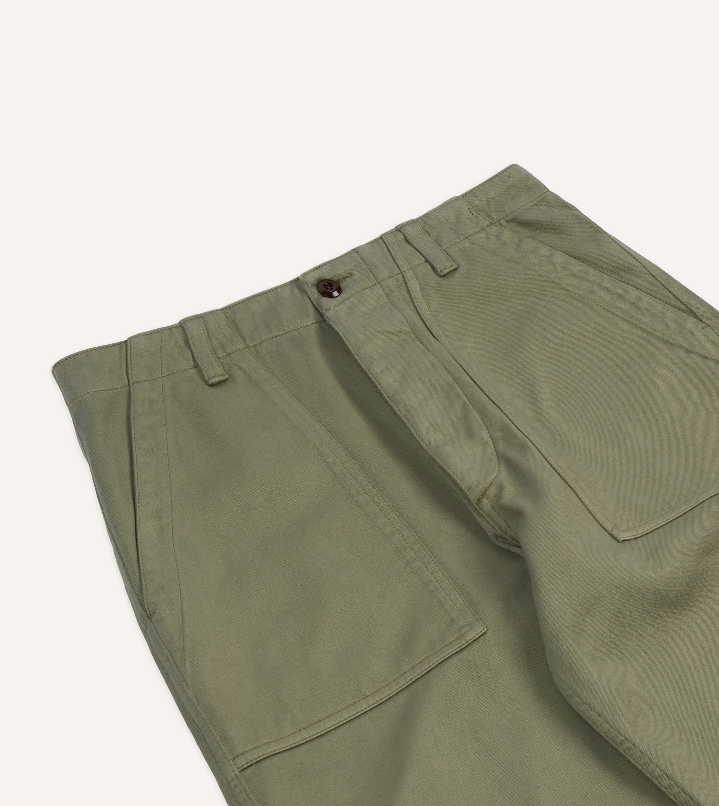 Light Olive Cotton Fatigue Trouser - Image 4