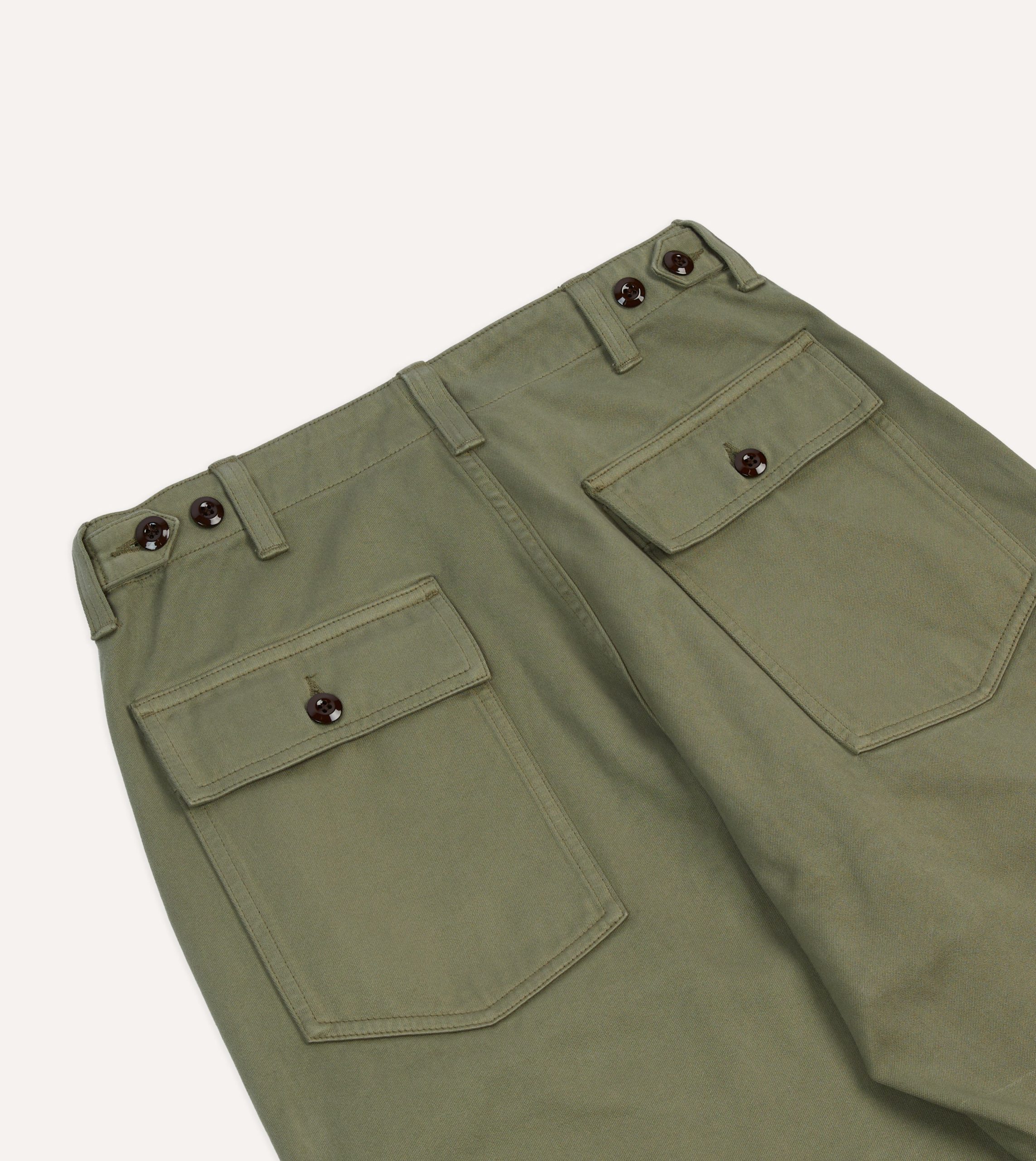 Light Olive Cotton Fatigue Trouser - Image 5