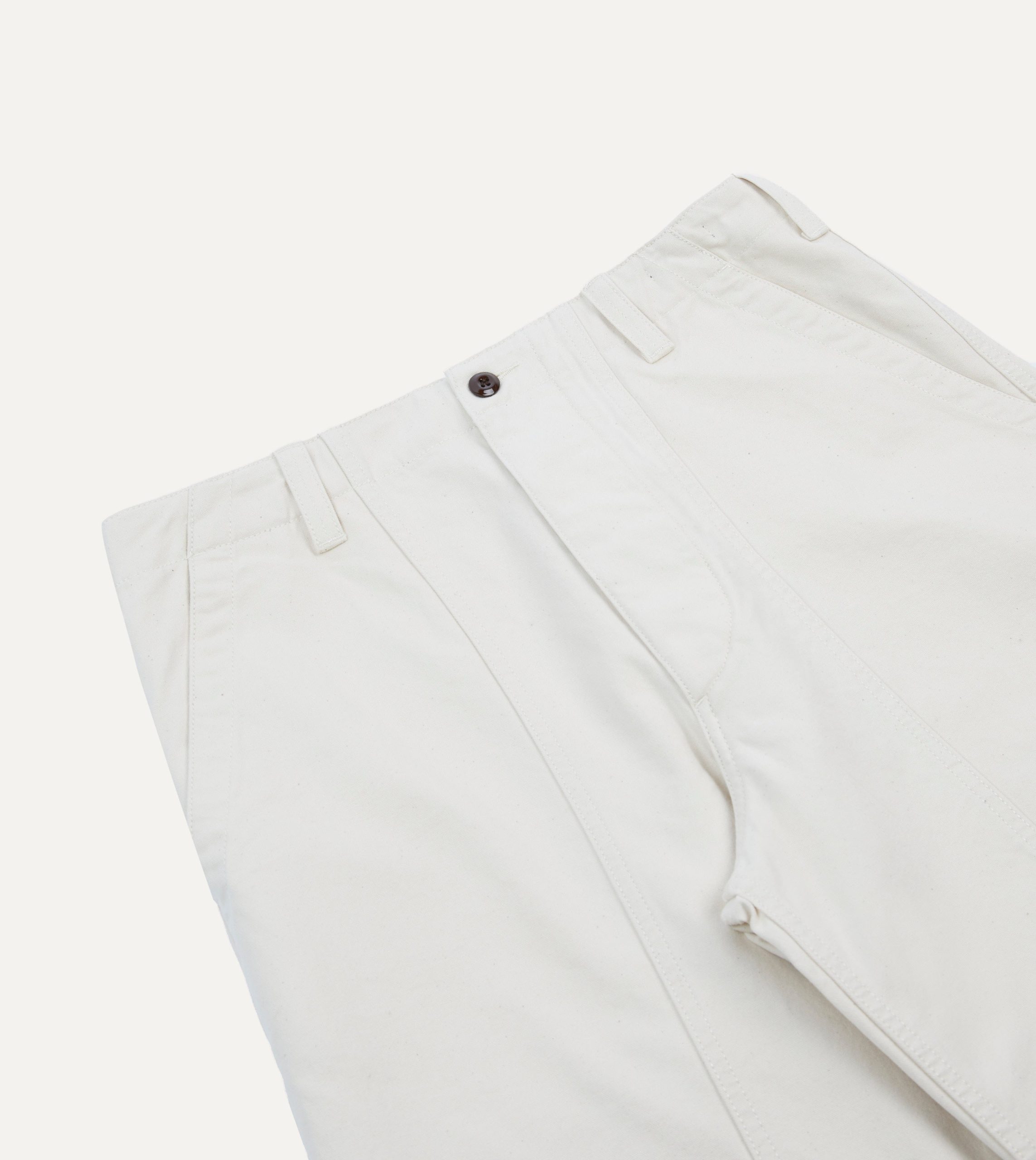 Ecru Cotton Canvas Panel Trousers - Image 4