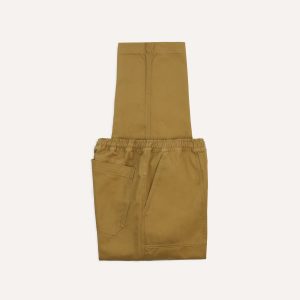 Khaki Herringbone Twill Cotton Drawstring Trousers