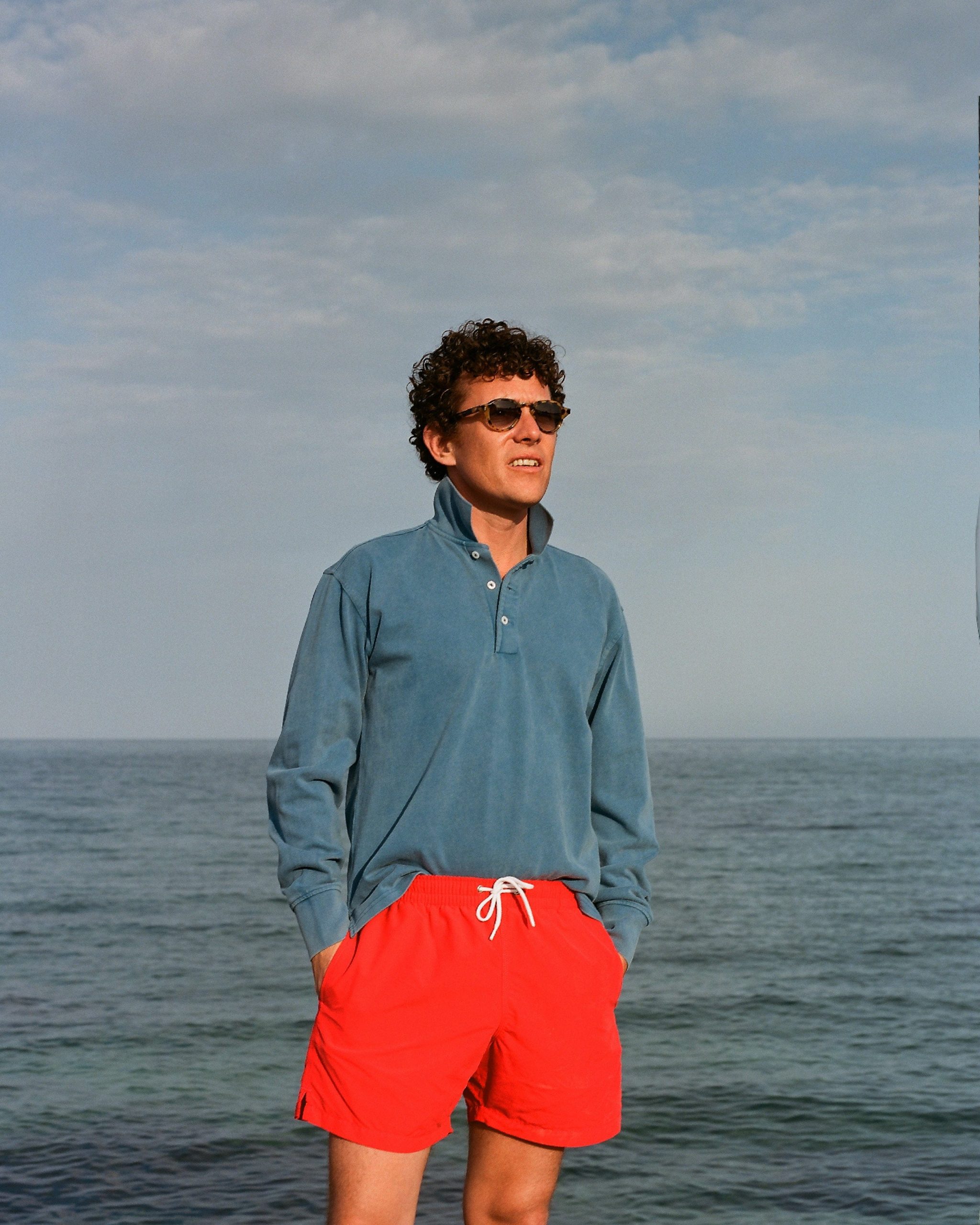 Indigo Cotton Jersey Long-Sleeve Polo Shirt - Image 7