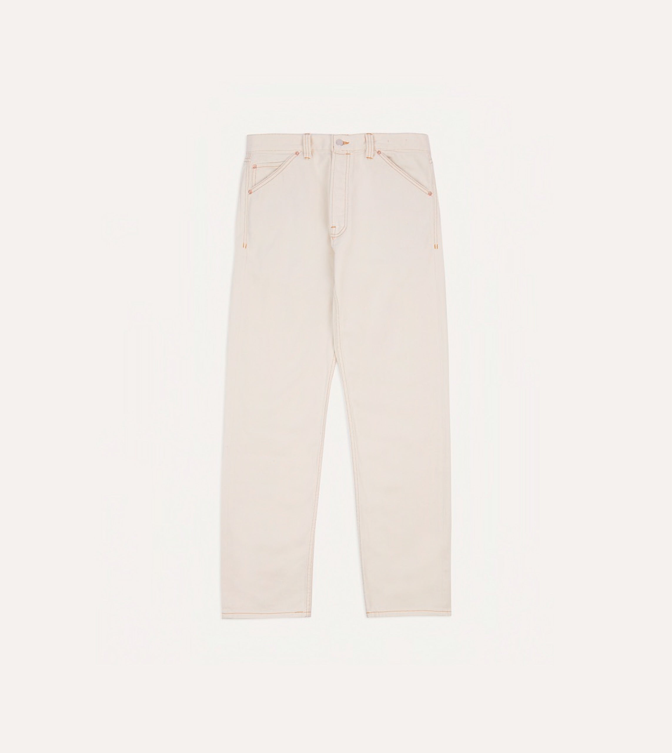 Ecru 12.7oz Selvedge Denim Contrast Stitch Five-Pocket Jeans - Image 3