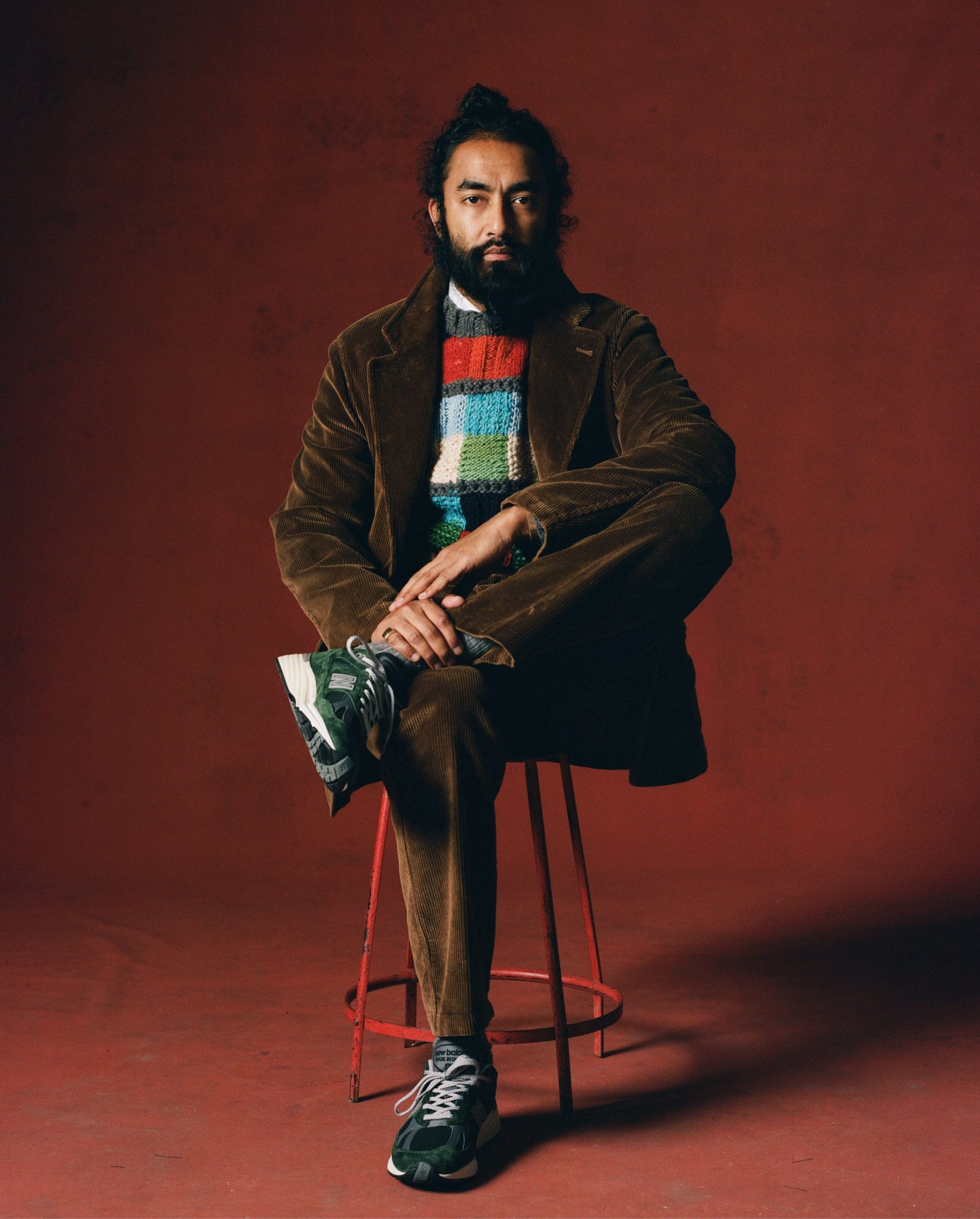 Chamula for Drake's Patchwork Merino Jumper - Image 7